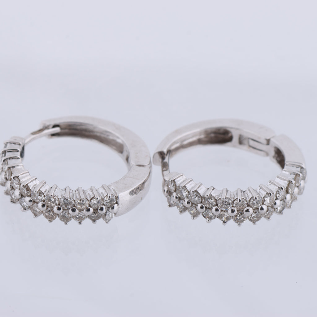 Non Signe / Unsigned Diamond Earrings K18WG 6.5g 0.50/0.50 ct