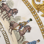 Hermès Carré 90 "LA PROMENADE DE LONGCHAMPS" 100% Silk Scarf in Ecru