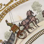 Hermès Carré 90 "LA PROMENADE DE LONGCHAMPS" 100% Silk Scarf in Ecru