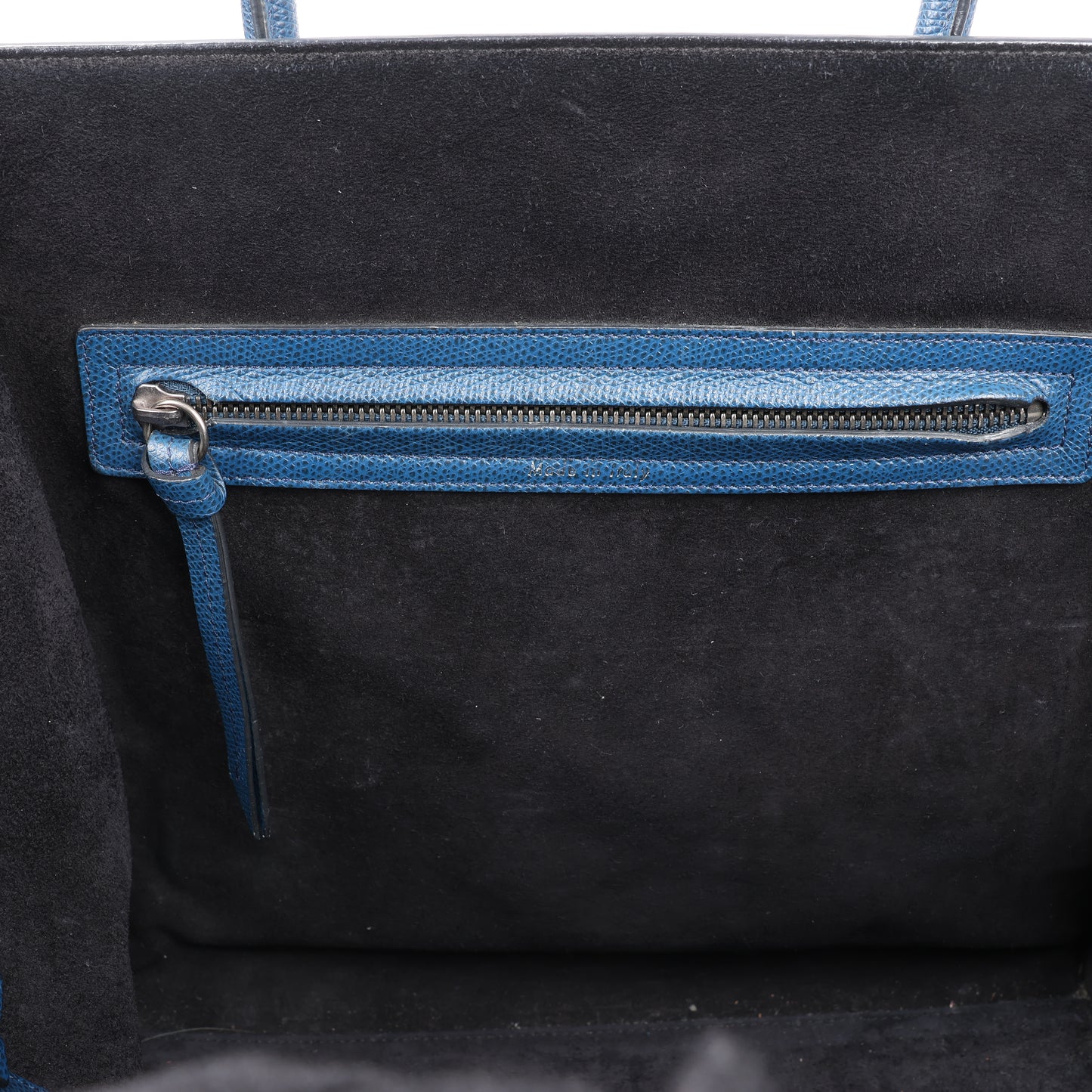 CELINE Luggage Phantom Medium Grained Leather Handbag in Navy Blue