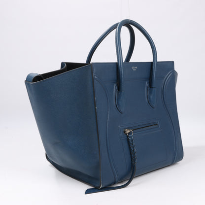 CELINE Luggage Phantom Medium Grained Leather Handbag in Navy Blue