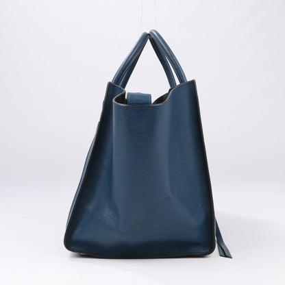 CELINE Luggage Phantom Medium Grained Leather Handbag in Navy Blue