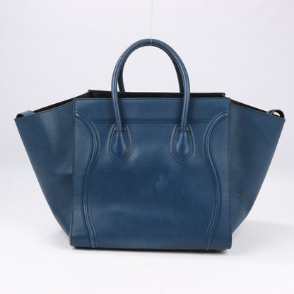 CELINE Luggage Phantom Medium Grained Leather Handbag in Navy Blue