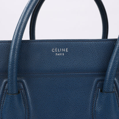CELINE Luggage Phantom Medium Grained Leather Handbag in Navy Blue
