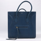 CELINE Luggage Phantom Medium Grained Leather Handbag in Navy Blue