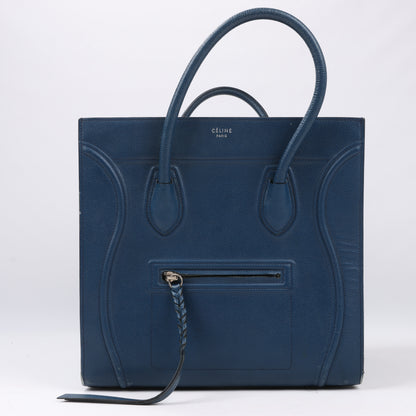 CELINE Luggage Phantom Medium Grained Leather Handbag in Navy Blue