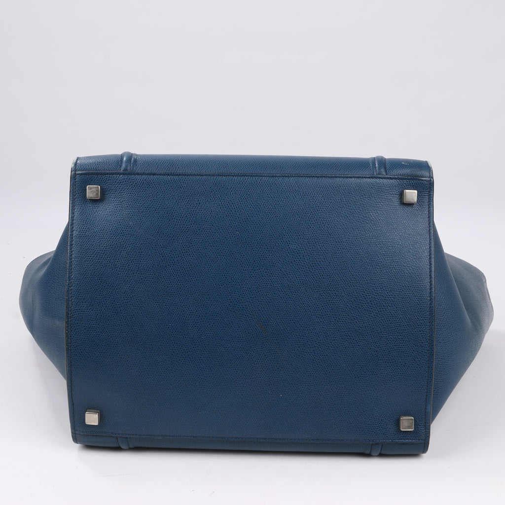 CELINE Luggage Phantom Medium Grained Leather Handbag in Navy Blue