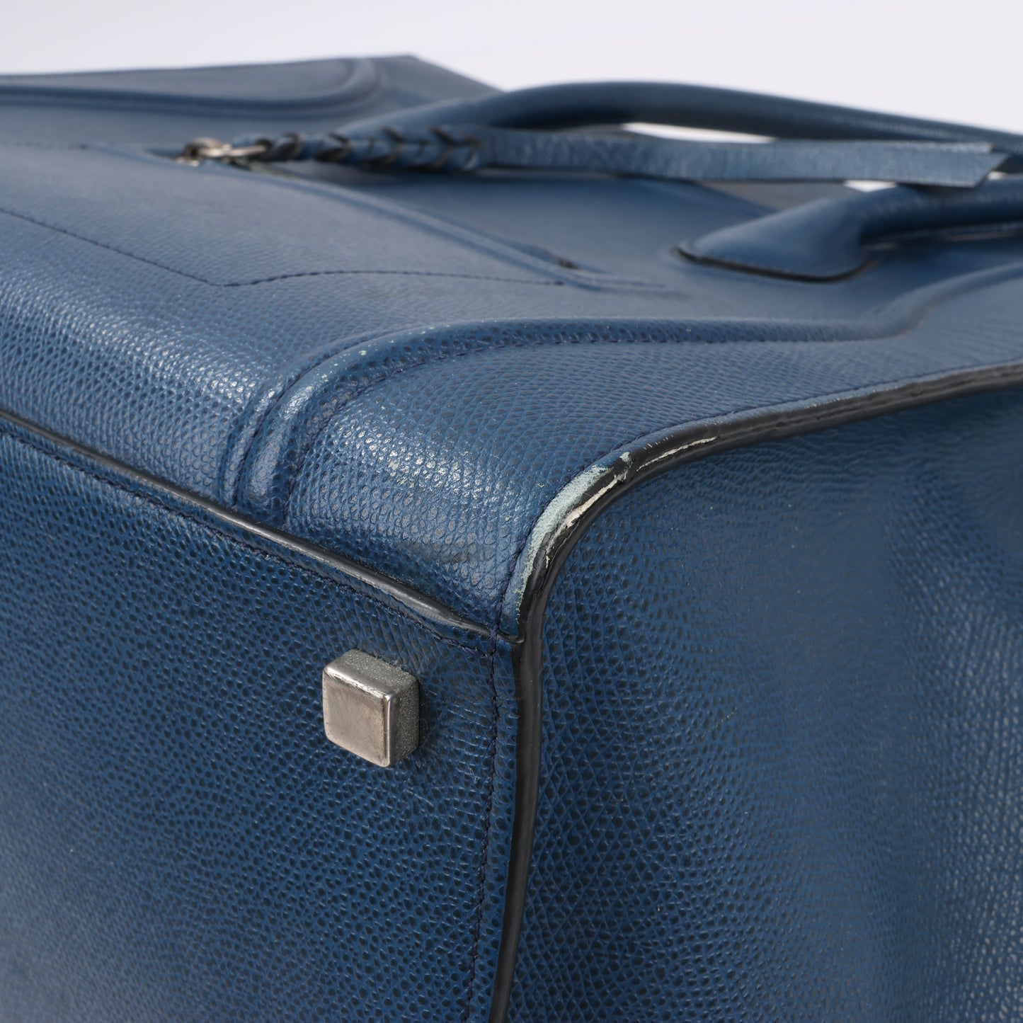 CELINE Luggage Phantom Medium Grained Leather Handbag in Navy Blue