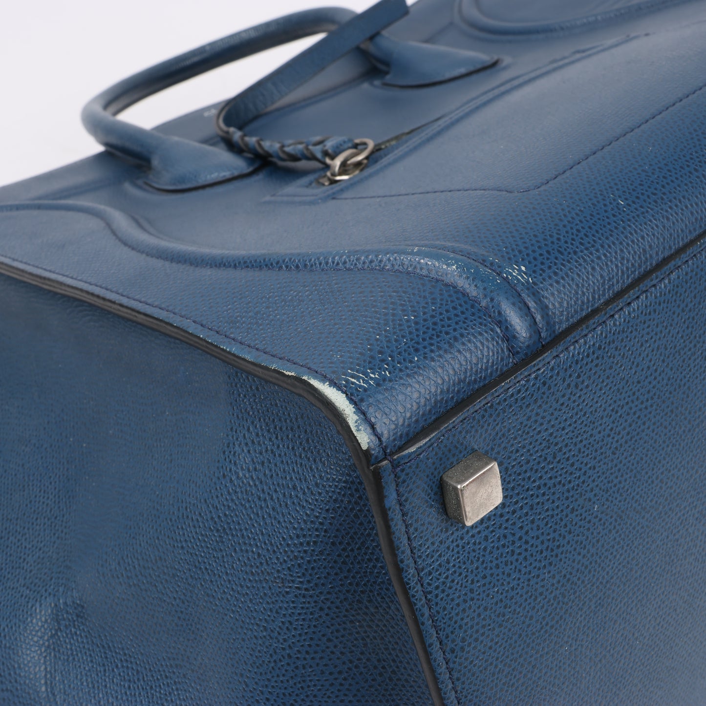 CELINE Luggage Phantom Medium Grained Leather Handbag in Navy Blue