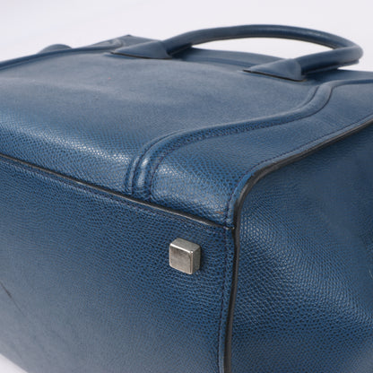 CELINE Luggage Phantom Medium Grained Leather Handbag in Navy Blue