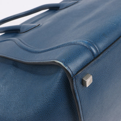 CELINE Luggage Phantom Medium Grained Leather Handbag in Navy Blue