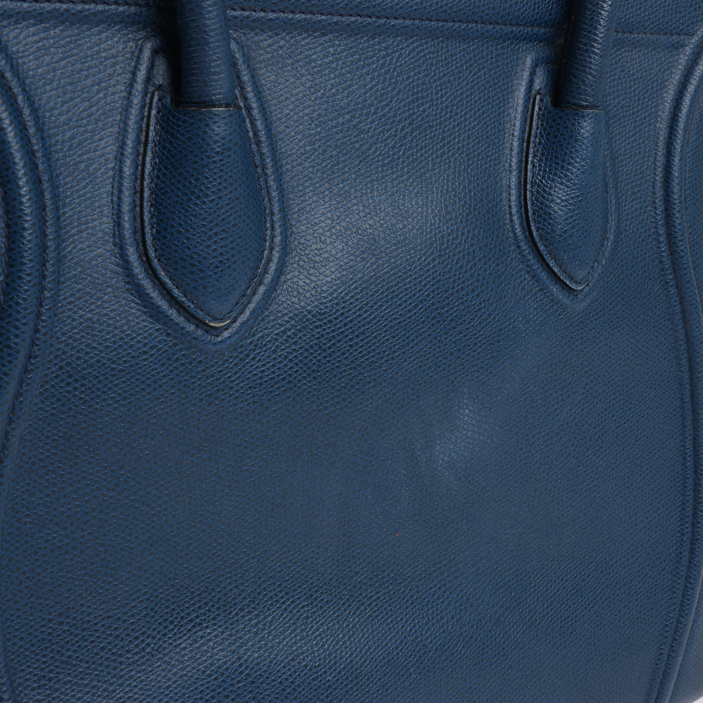 CELINE Luggage Phantom Medium Grained Leather Handbag in Navy Blue