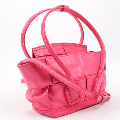 Bottega Veneta Arco Mini Paper Calfskin Maxi Intrecciato 2Way Handbag in Pink