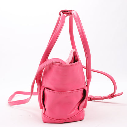 Bottega Veneta Arco Mini Paper Calfskin Maxi Intrecciato 2Way Handbag in Pink