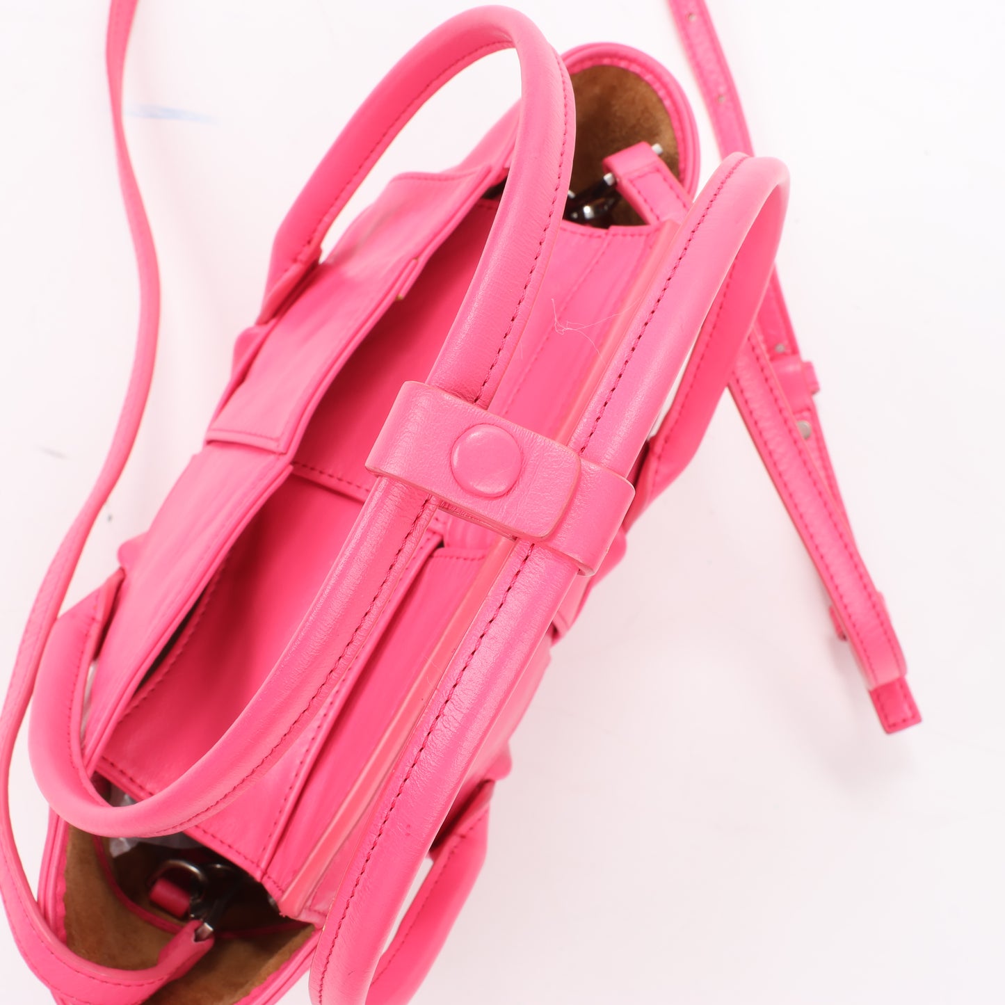 Bottega Veneta Sac à main Arco Mini Paper en cuir de veau Maxi Intrecciato 2Way en rose