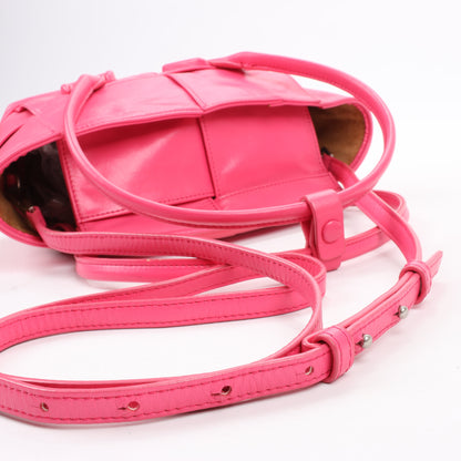 Bottega Veneta Arco Mini Paper Calfskin Maxi Intrecciato 2Way Handbag in Pink