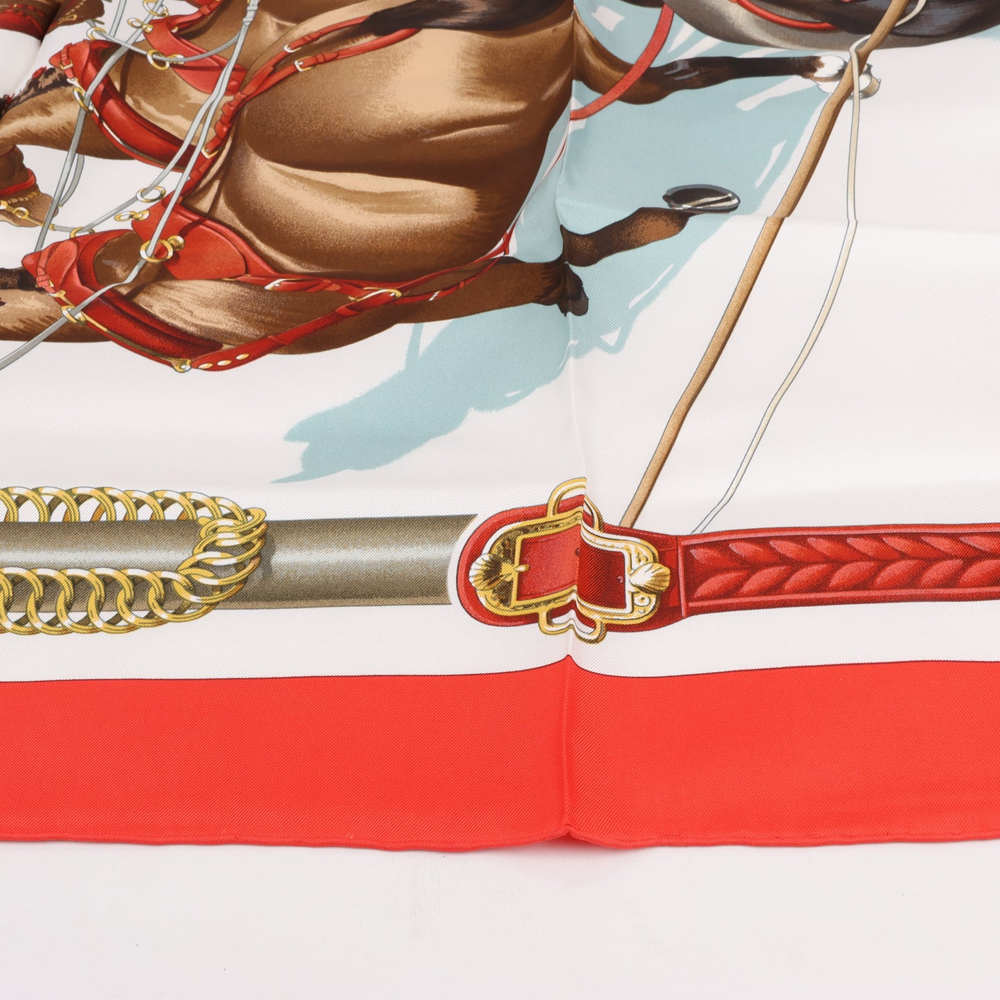 Hermès Carré 90 "ATTELAGE EN ARBALETE" Silk handkerchief in Red