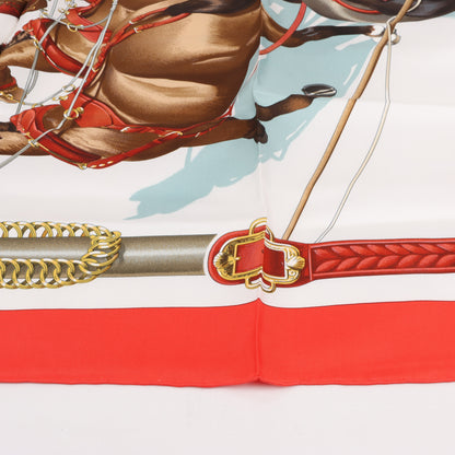 Hermès Carré 90 "ATTELAGE EN ARBALETE" Silk handkerchief in Red