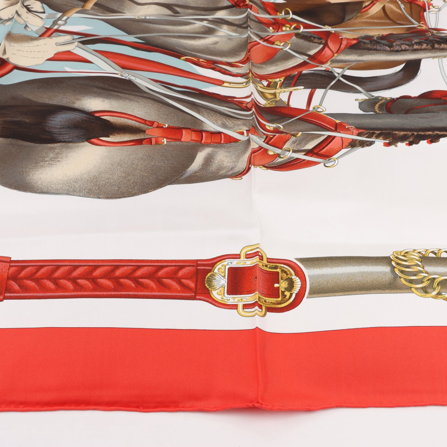 Hermès Carré 90 "ATTELAGE EN ARBALETE" Silk handkerchief in Red