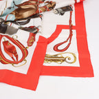 Hermès Carré 90 "ATTELAGE EN ARBALETE" Silk handkerchief in Red