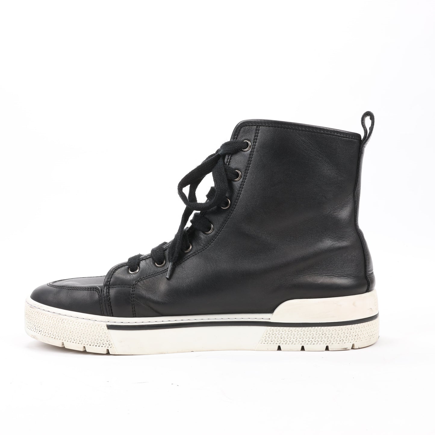 Hermès Leather High-Top Side Zip Sneakers in Black, Size 42 EU 182355ZH
