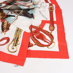 Hermès Carré 90 "ATTELAGE EN ARBALETE" Silk handkerchief in Red