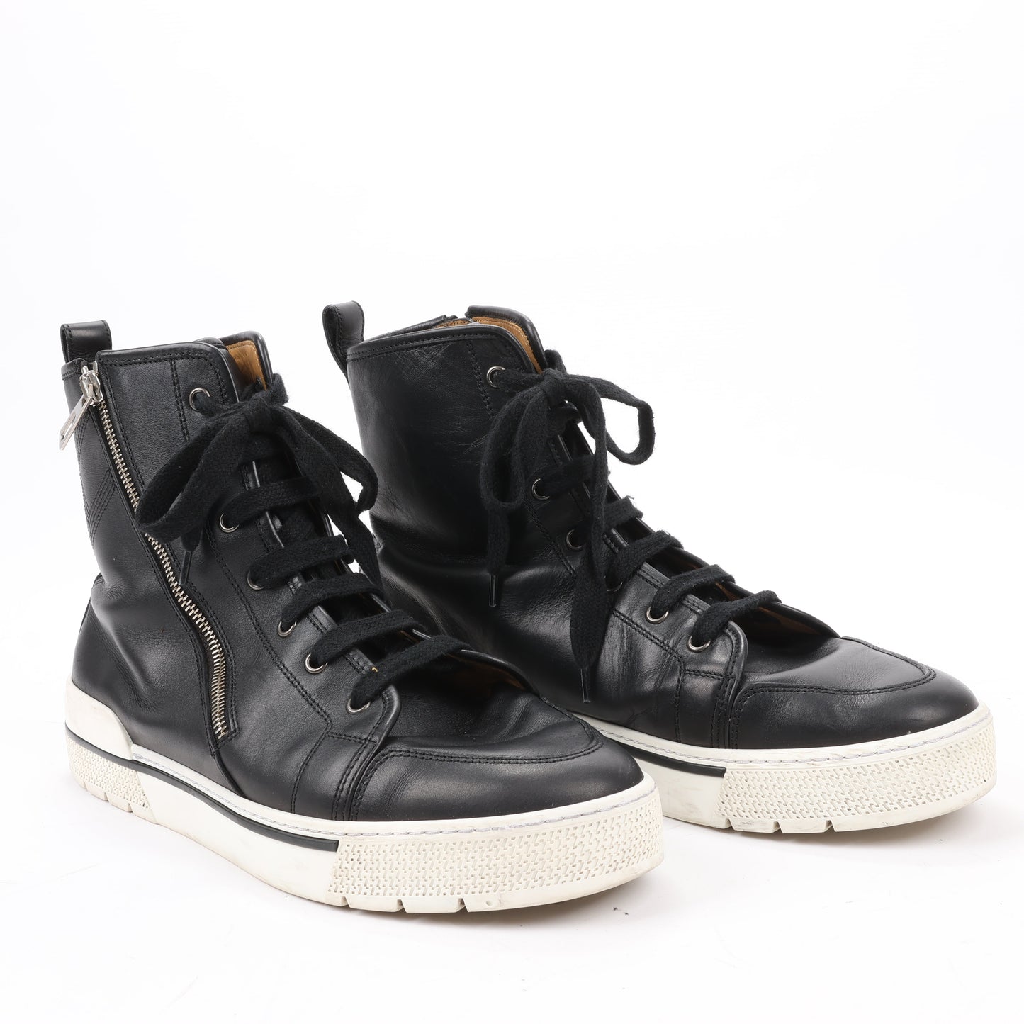 Hermès Leather High-Top Side Zip Sneakers in Black, Size 42 EU 182355ZH