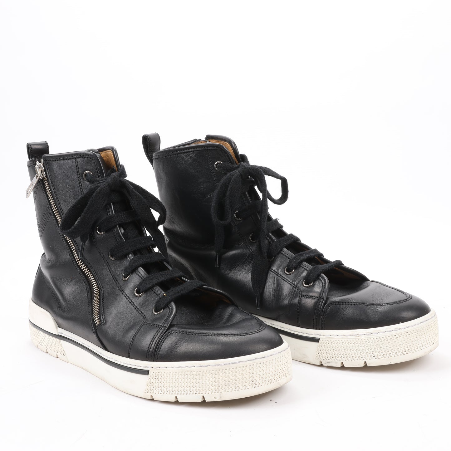 Baskets montantes en cuir Hermès à fermeture éclair latérale, noires, pointure 42 (UE) 182355ZH