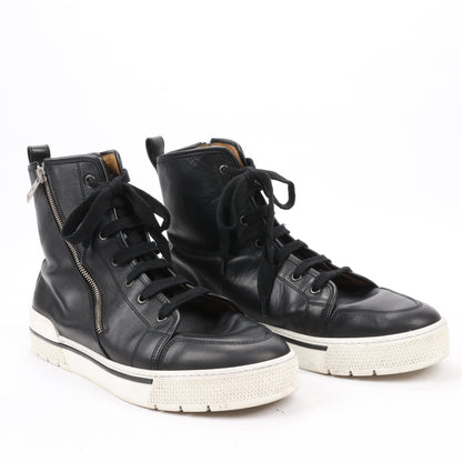 Baskets montantes en cuir Hermès à fermeture éclair latérale, noires, pointure 42 (UE) 182355ZH