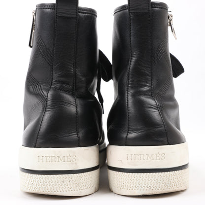 Hermès Leather High-Top Side Zip Sneakers in Black, Size 42 EU 182355ZH