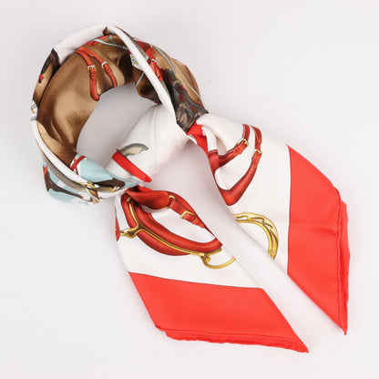 Hermès Carré 90 "ATTELAGE EN ARBALETE" Silk handkerchief in Red