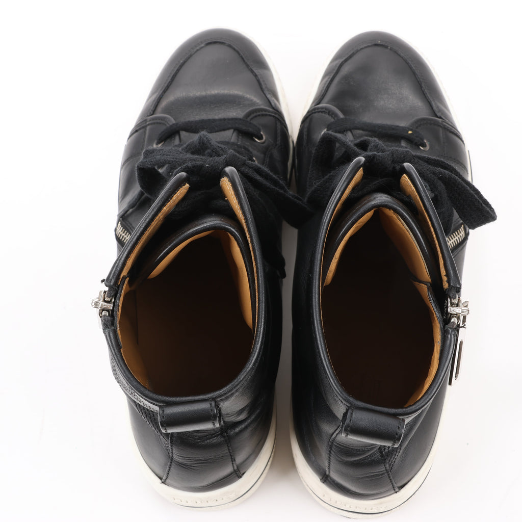 Hermès Leather High-Top Side Zip Sneakers in Black, Size 42 EU 182355ZH