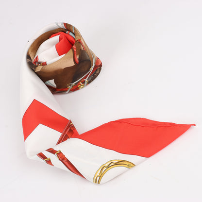 Hermès Carré 90 "ATTELAGE EN ARBALETE" Silk handkerchief in Red