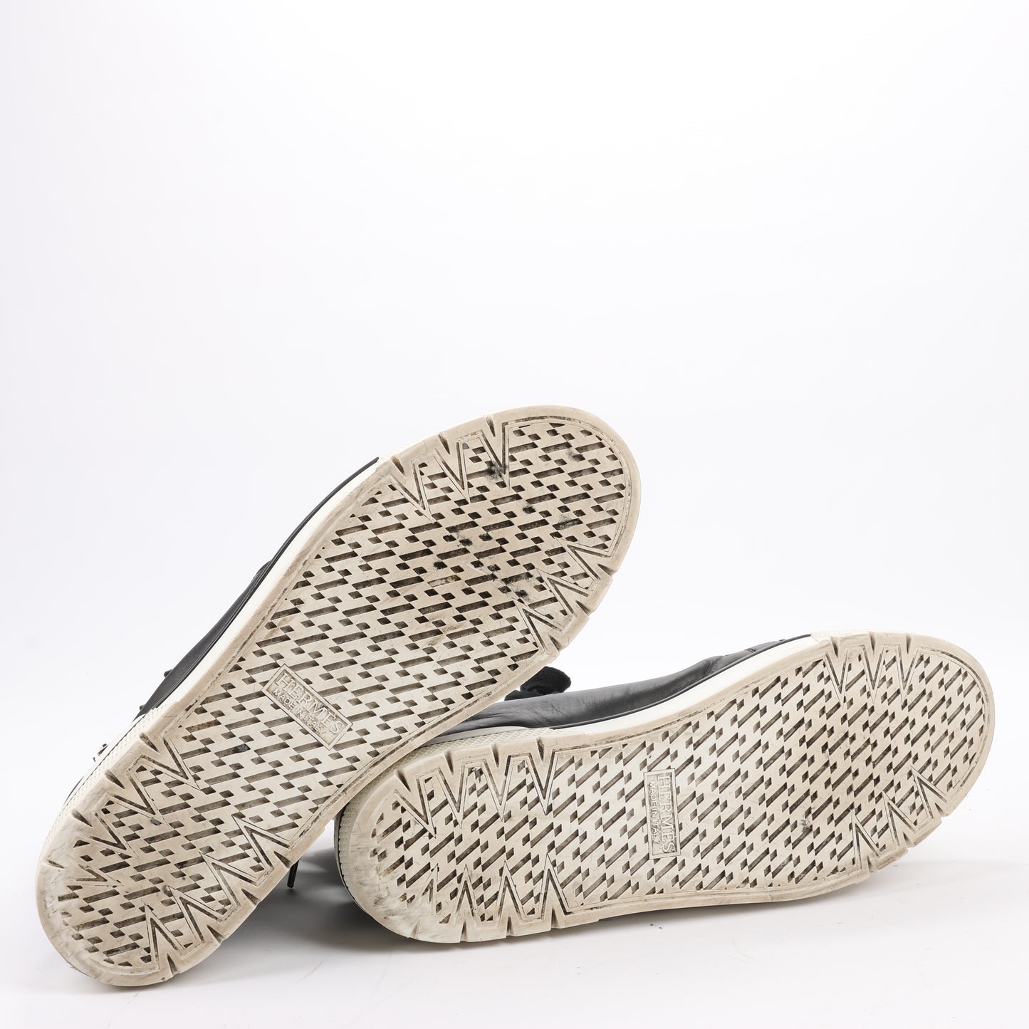Baskets montantes en cuir Hermès à fermeture éclair latérale, noires, pointure 42 (UE) 182355ZH