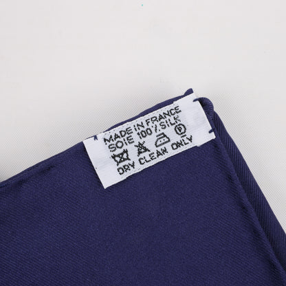 Hermès Carré 90 "AU PLUS DRU" Silk handkerchief in Navy Blue