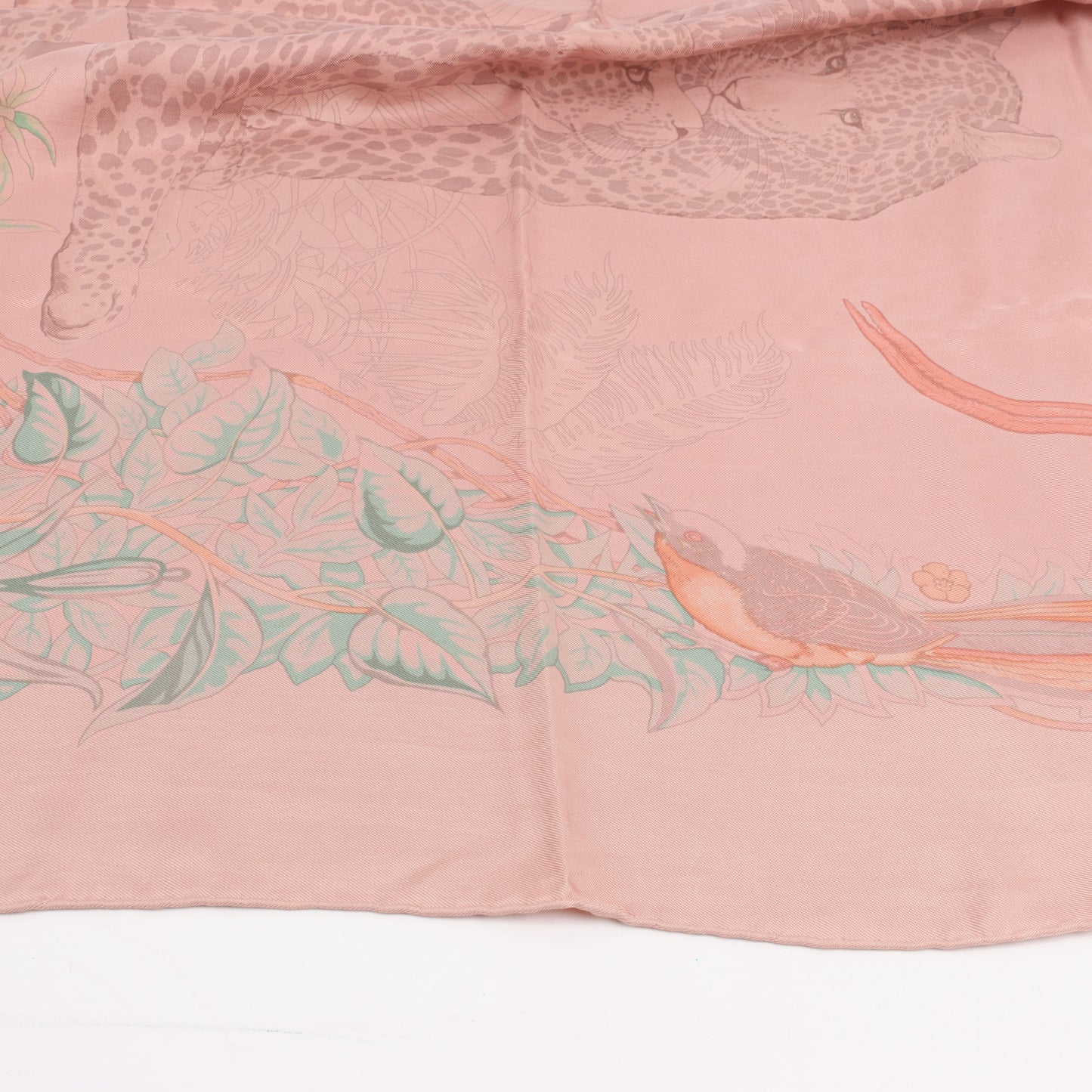 Hermès Carré 90 "JUNGLE LOVE" 100% Silk Scarf in Pink