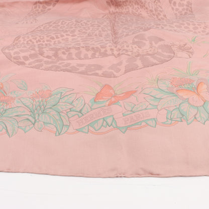 Carré Hermès Carré 90 « JUNGLE LOVE » 100 % soie rose