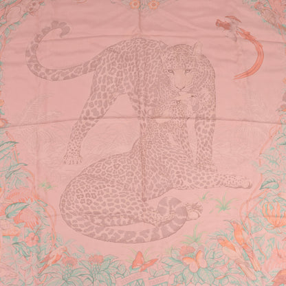 Hermès Carré 90 "JUNGLE LOVE" 100% Silk Scarf in Pink