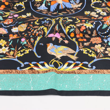 Hermès Carré 90 "PIERRES d' ORIENT et d' OCCIDENT" 100% Silk Scarf in Black x Green