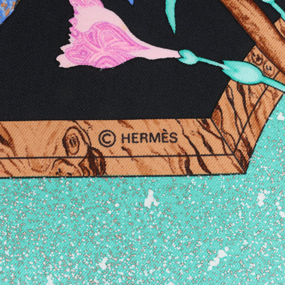 Hermès Carré 90 "PIERRES d'ORIENT et d'OCCIDENT" Foulard 100% Soie en Noir x Vert