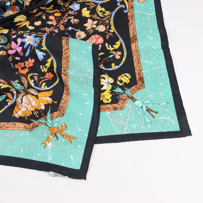Hermès Carré 90 "PIERRES d'ORIENT et d'OCCIDENT" Foulard 100% Soie en Noir x Vert