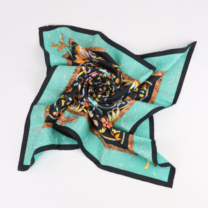 Hermès Carré 90 "PIERRES d'ORIENT et d'OCCIDENT" Foulard 100% Soie en Noir x Vert