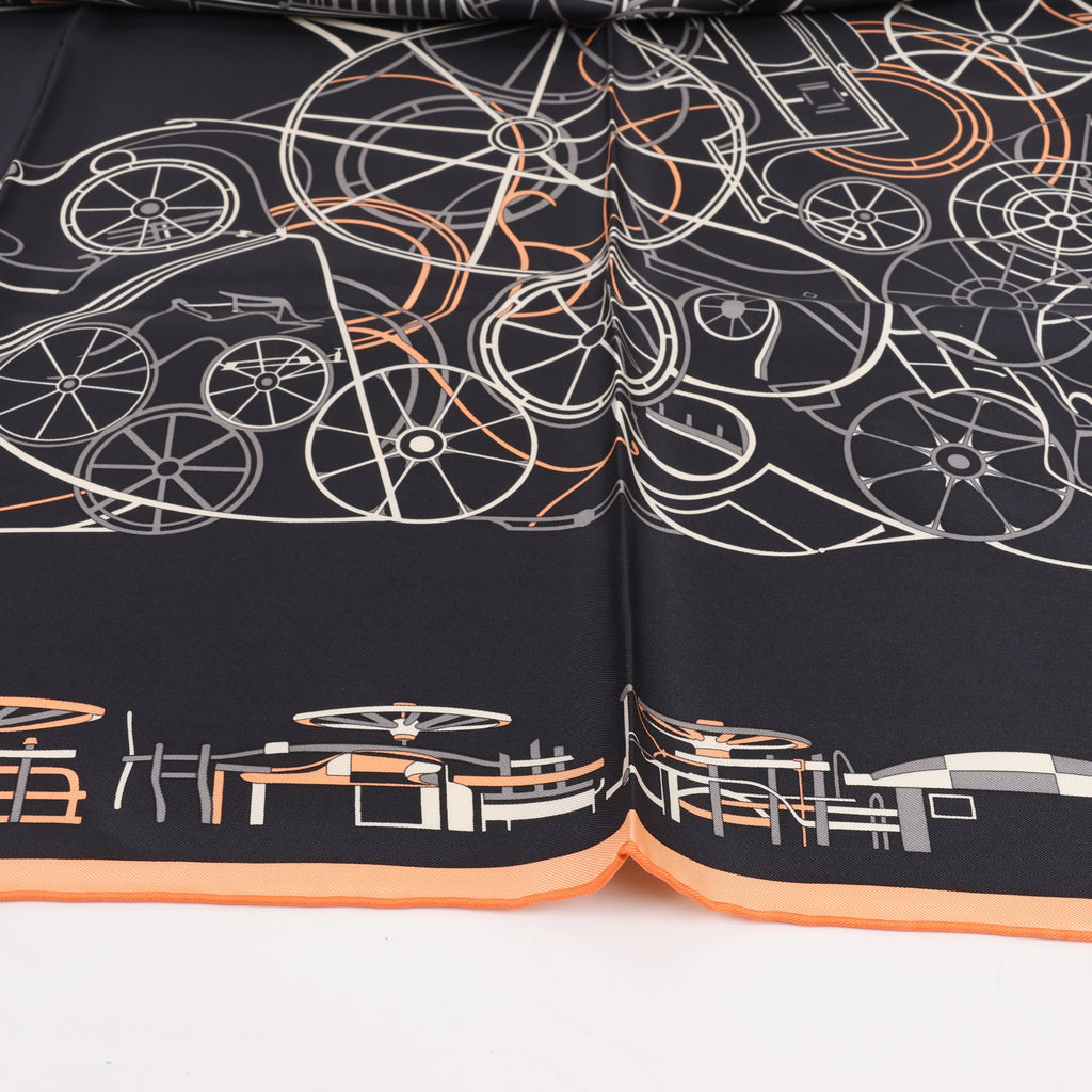 Hermès Carré 90 "COMPLICATION EQUESTRE" Silk handkerchief in Black