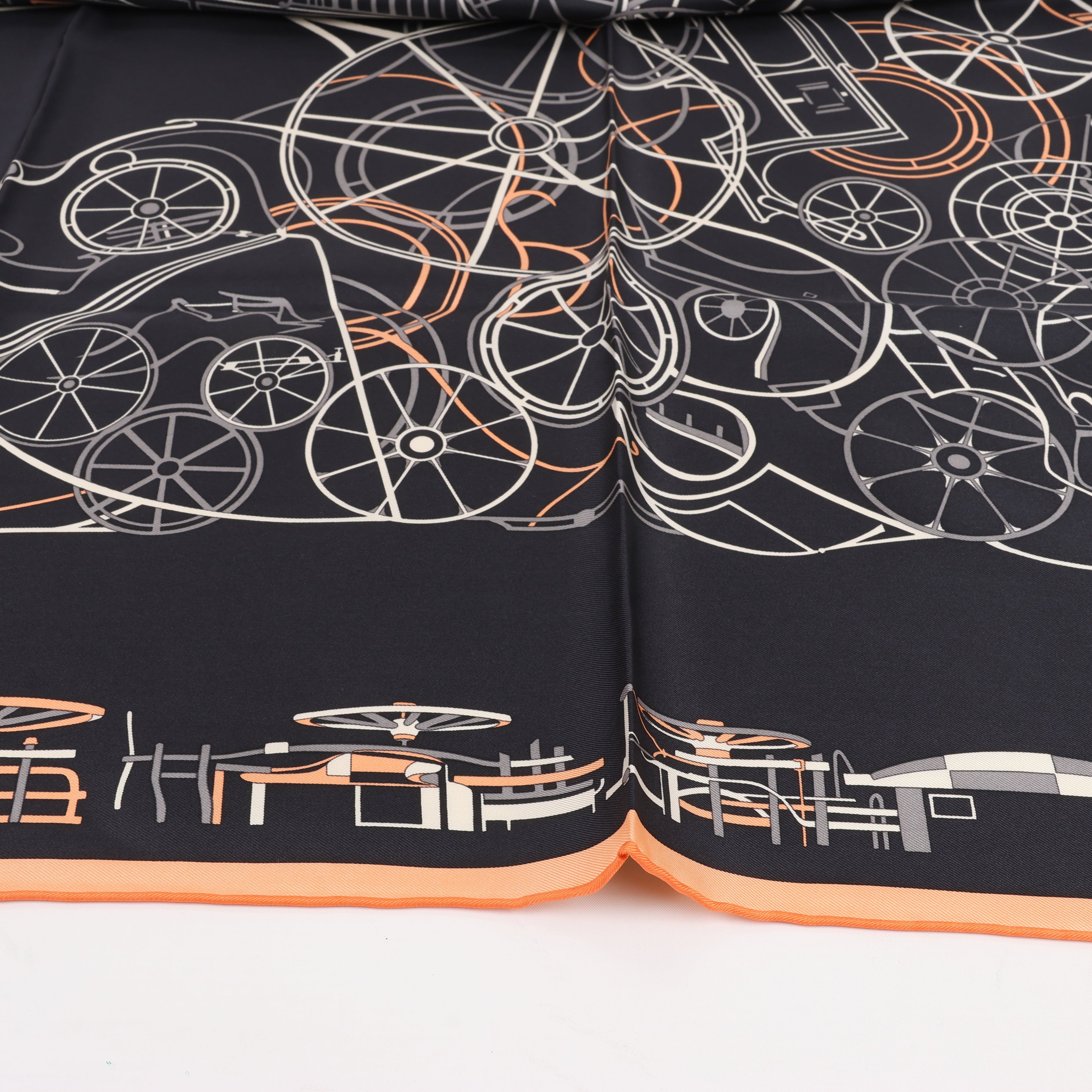 Hermès Carré 90 "COMPLICATION EQUESTRE" Silk handkerchief in Black