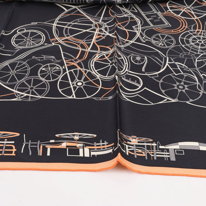 Carré Hermès Carré 90 « Complication équestre » 100 % soie noir