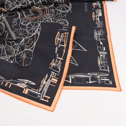 Carré Hermès Carré 90 « Complication équestre » 100 % soie noir