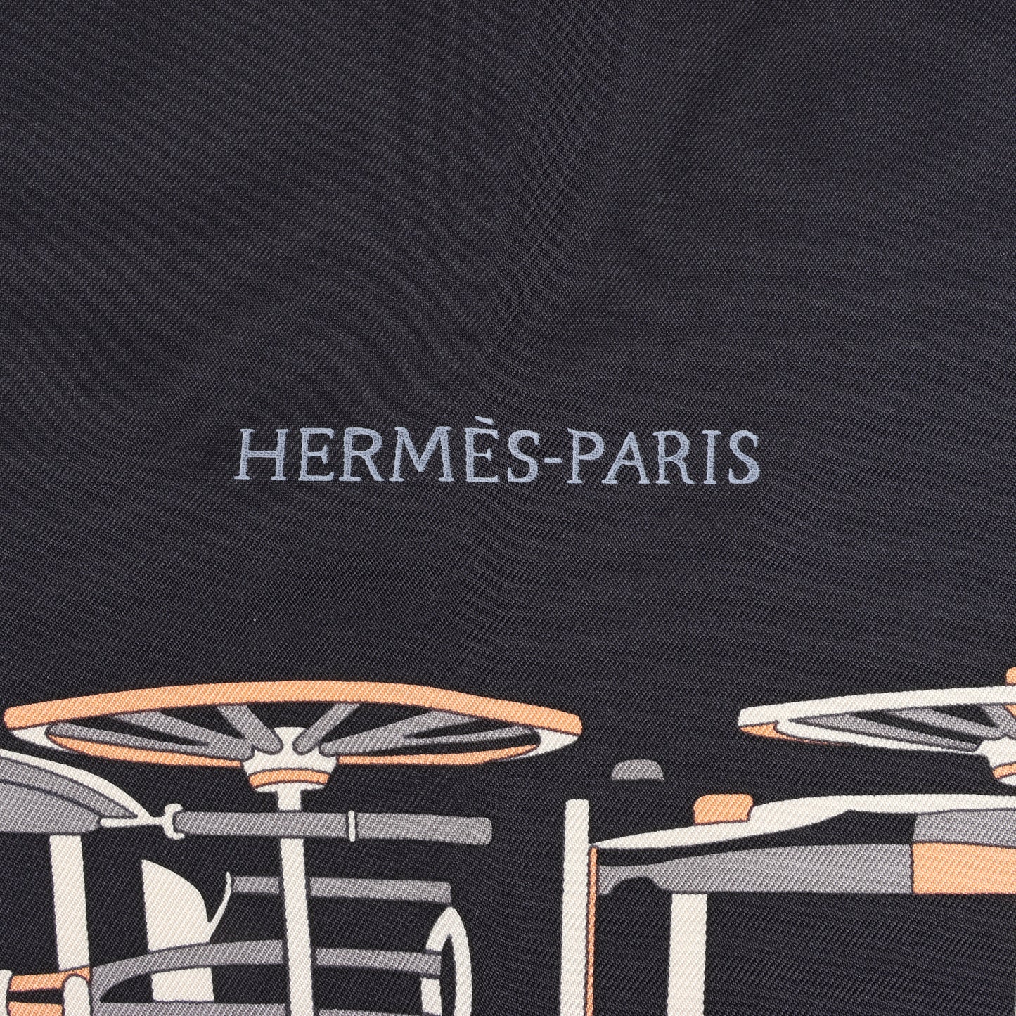 Hermès Carré 90 "COMPLICATION EQUESTRE" Silk handkerchief in Black