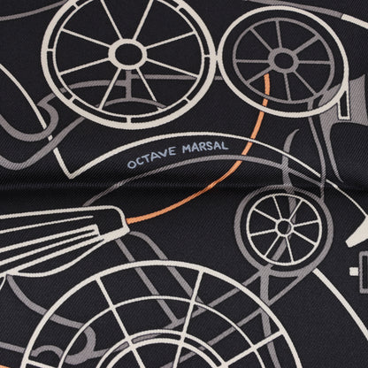 Hermès Carré 90 "COMPLICATION EQUESTRE" Silk handkerchief in Black