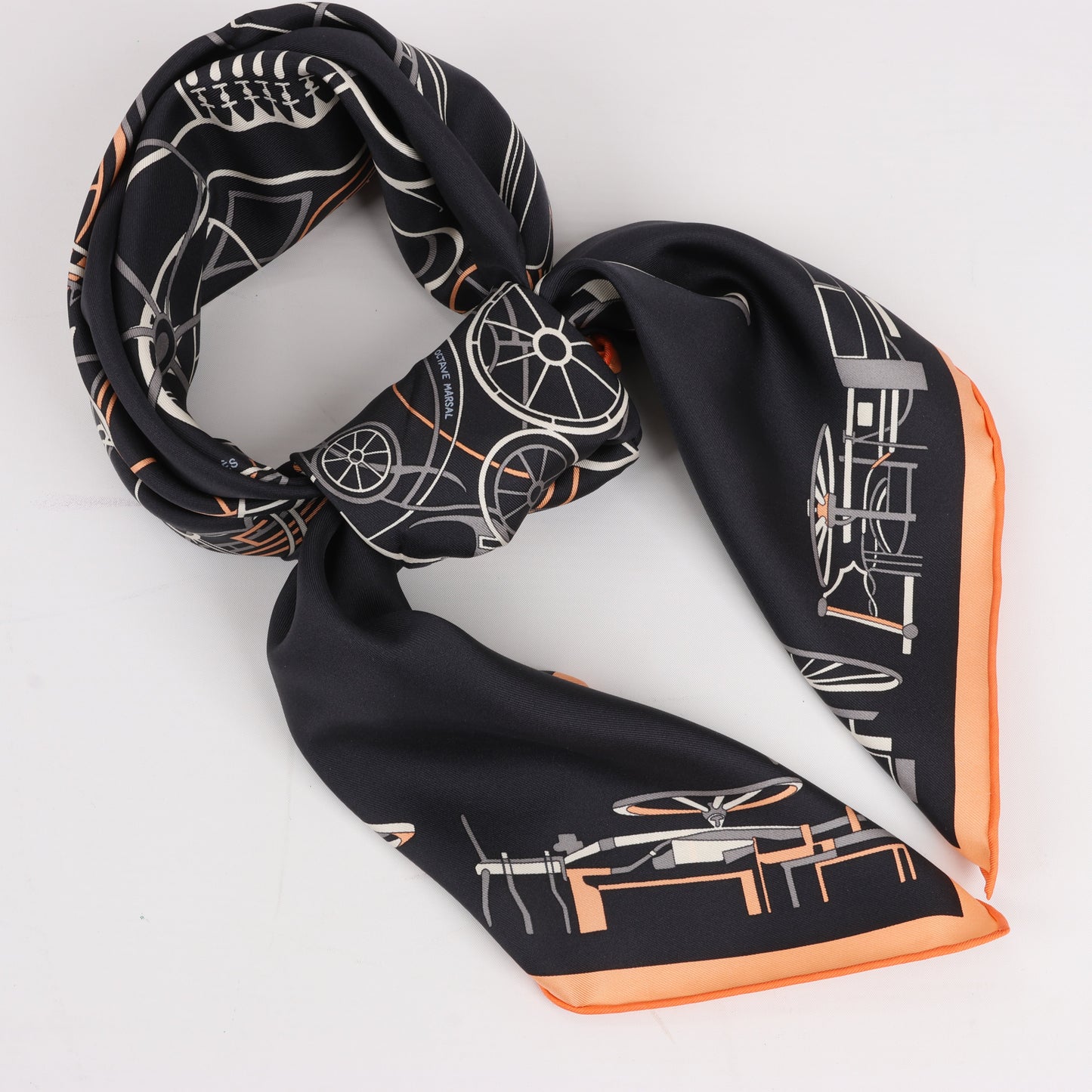 Hermès Carré 90 "COMPLICATION EQUESTRE" Silk handkerchief in Black