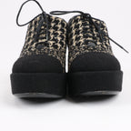 CHANEL Coco Tweed Felt Mark Leather x Fabric Boots G31378 in Black x Beige, Size 37 EU